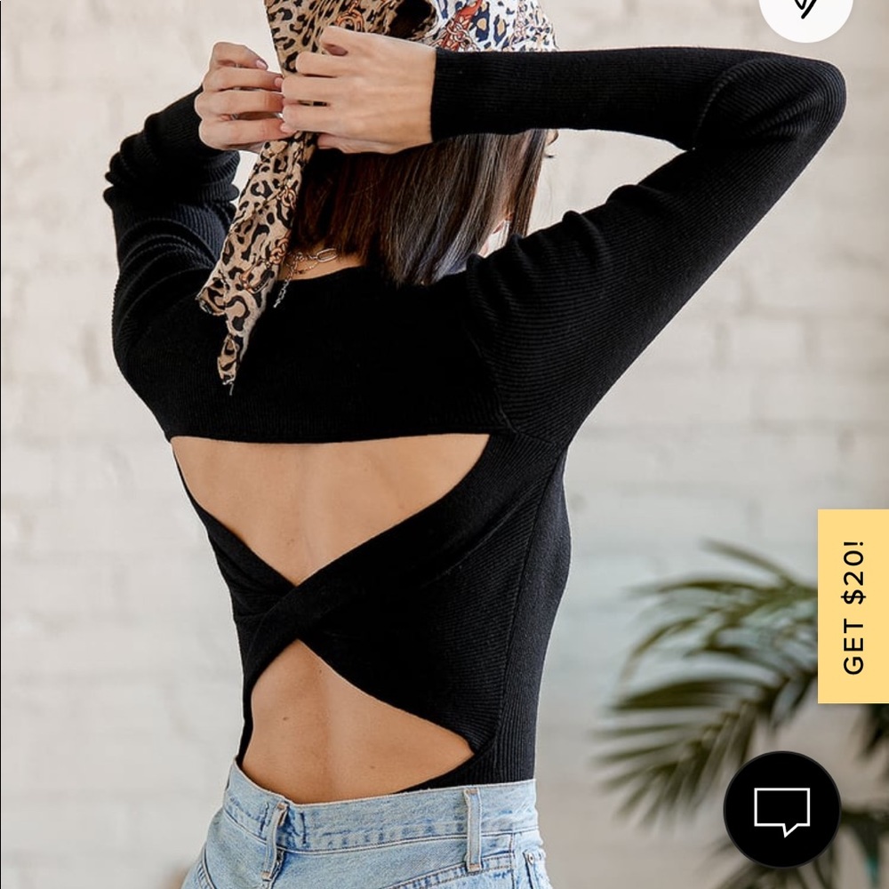 Cutout back bodysuit sweater